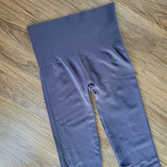 SPANX Look At Me Now Seamless Leggings Women's M Blue Ribbed Waist Shaping - Picture 2 of 9